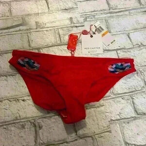 NWT women’s Red Carter Scarlet Red Weave Bikini Bottoms Size Small